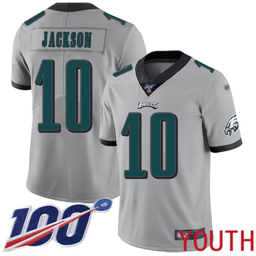 Youth Philadelphia Eagles #10 DeSean Jackson Limited Silver Inverted Legend NFL Jersey 100th Season Football->youth nfl jersey->Youth Jersey